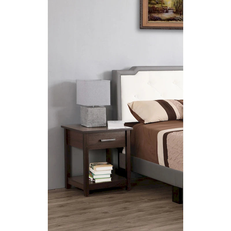 Comodino in legno Salem con 1 cassetto e ripiano