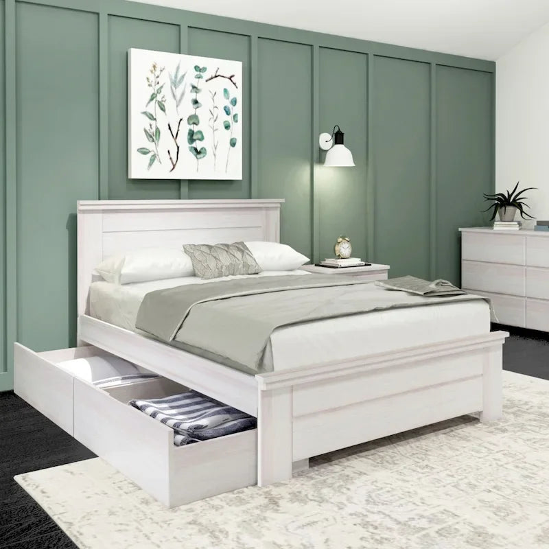 Letto matrimoniale con testiera a pannelli e cassetti portaoggetti Plank and Beam Farmhouse