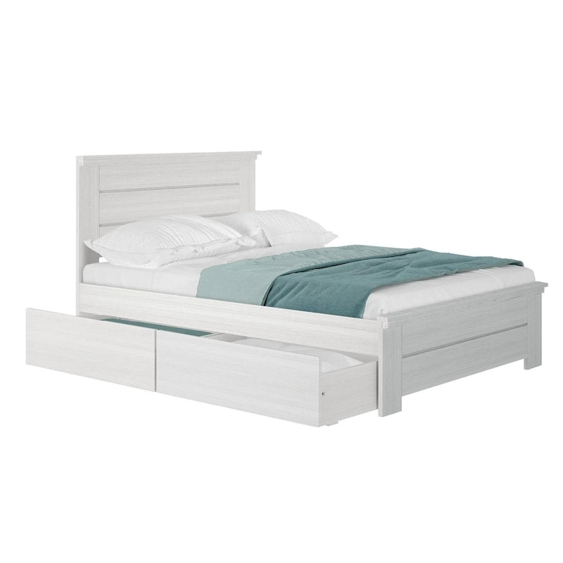 Letto matrimoniale con testiera a pannelli e cassetti portaoggetti Plank and Beam Farmhouse