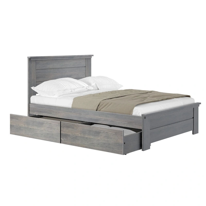 Letto matrimoniale con testiera a pannelli e cassetti portaoggetti Plank and Beam Farmhouse