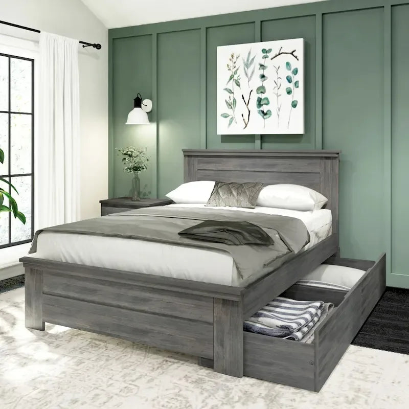 Letto matrimoniale con testiera a pannelli e cassetti portaoggetti Plank and Beam Farmhouse