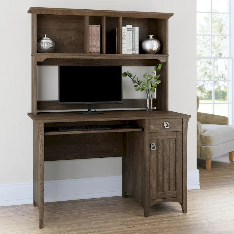 Scrivania piccola per computer Bush Furniture Salinas con mobiletto a giorno con ripiani