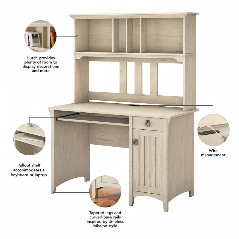 Bush Furniture Salinas Small Computer Desk with Storage Hutch