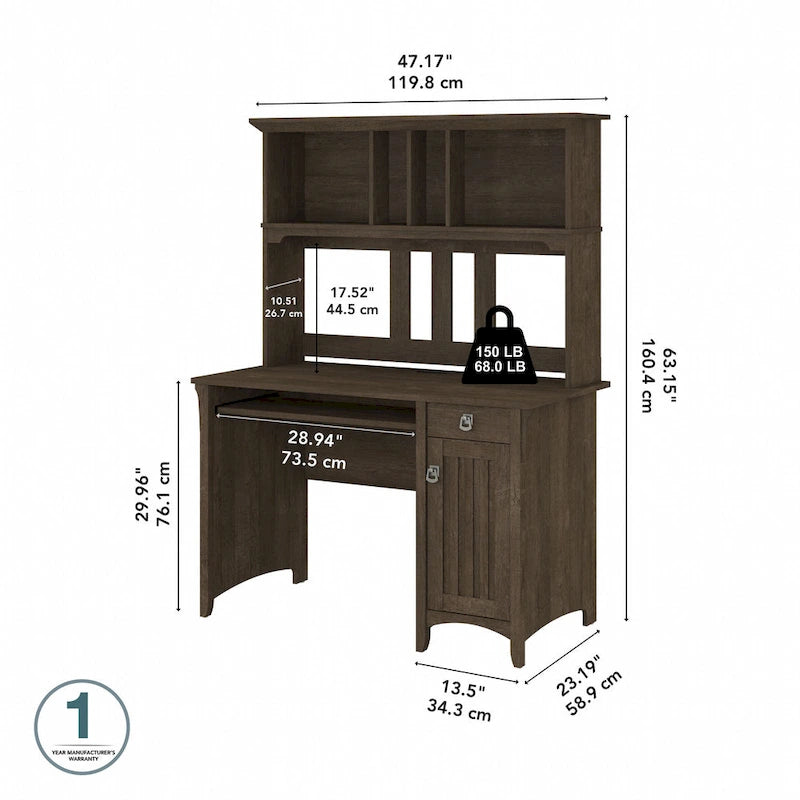 Bush Furniture Salinas Small Computer Desk with Storage Hutch