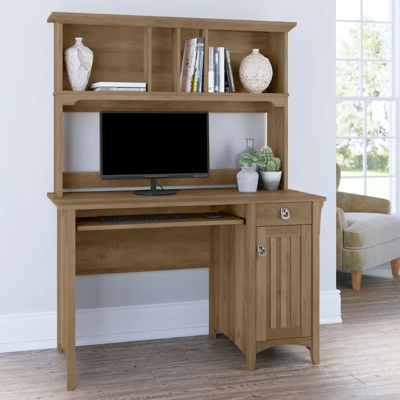 Bush Furniture Salinas Small Computer Desk with Storage Hutch