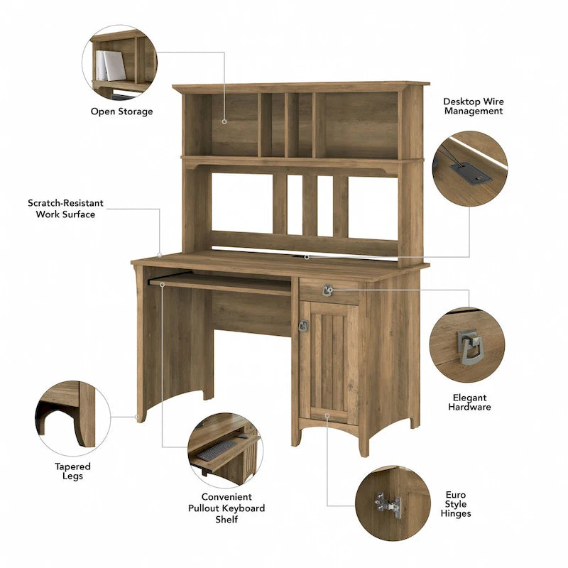 Bush Furniture Salinas Small Computer Desk with Storage Hutch