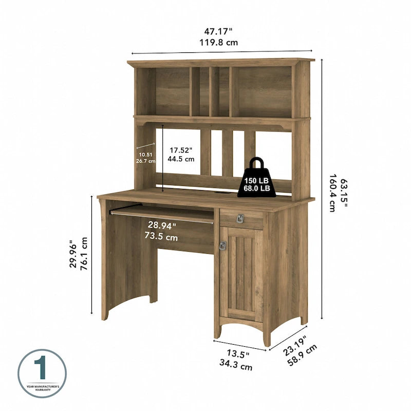 Bush Furniture Salinas Small Computer Desk with Storage Hutch