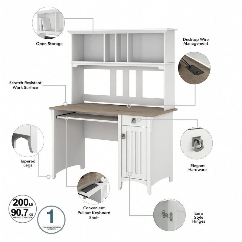 Bush Furniture Salinas Small Computer Desk with Storage Hutch