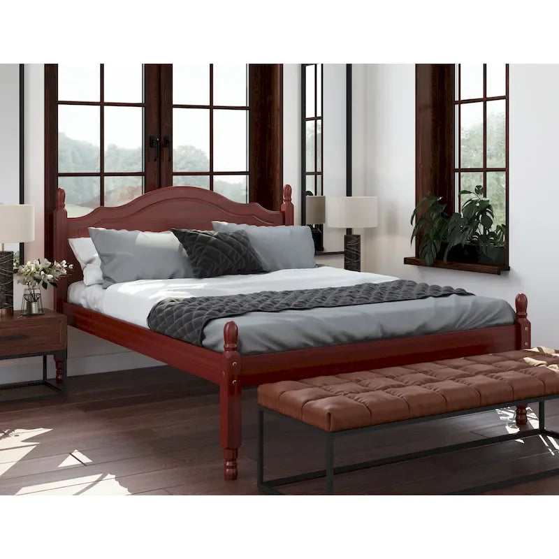Letto a piattaforma con testiera a pannelli Reston interamente in legno massello, misura Full, di Palace Imports