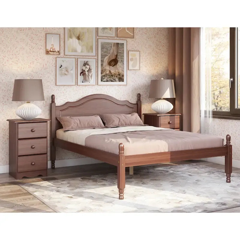 Letto a piattaforma con testiera a pannelli Reston interamente in legno massello, misura Full, di Palace Imports