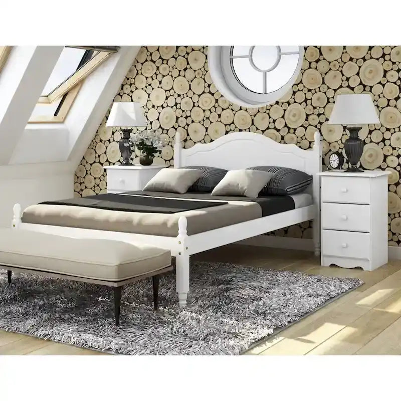 Letto a piattaforma con testiera a pannelli Reston interamente in legno massello, misura Full, di Palace Imports