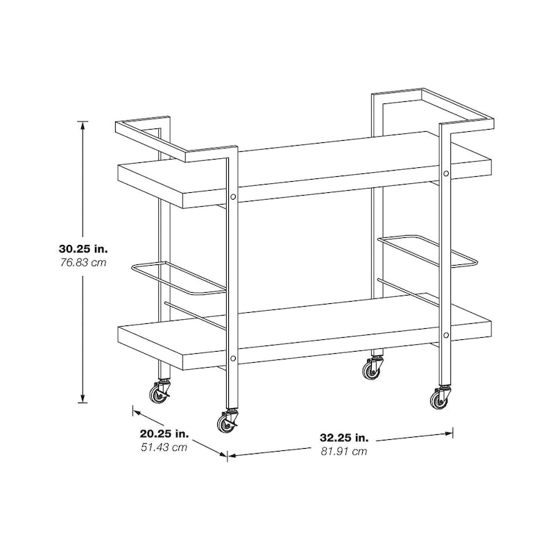 Alios Serving Cart with Gold Frame