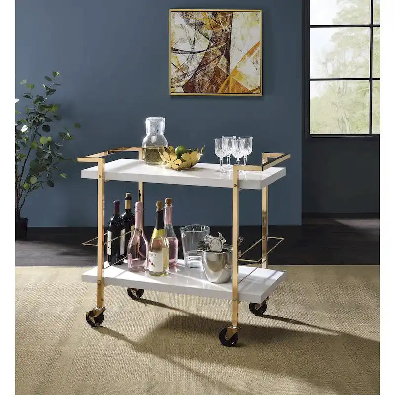 Alios Serving Cart with Gold Frame