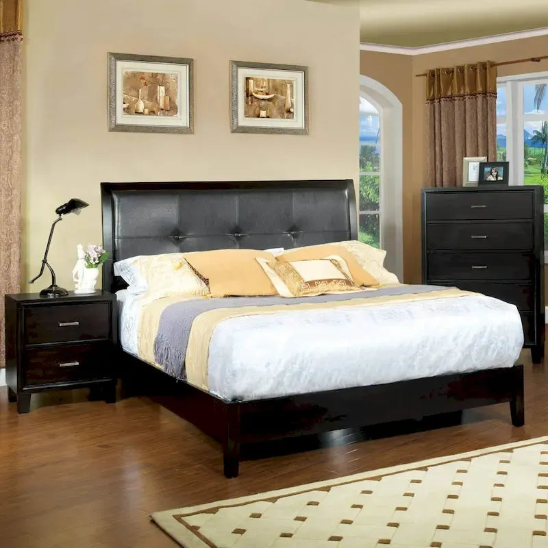 Furniture of America Digh Modern Espresso Upholstered Platform Bed