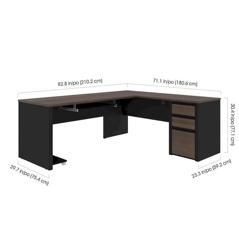 Bestar Connexion 72W L Shaped Desk with Storage Drawers