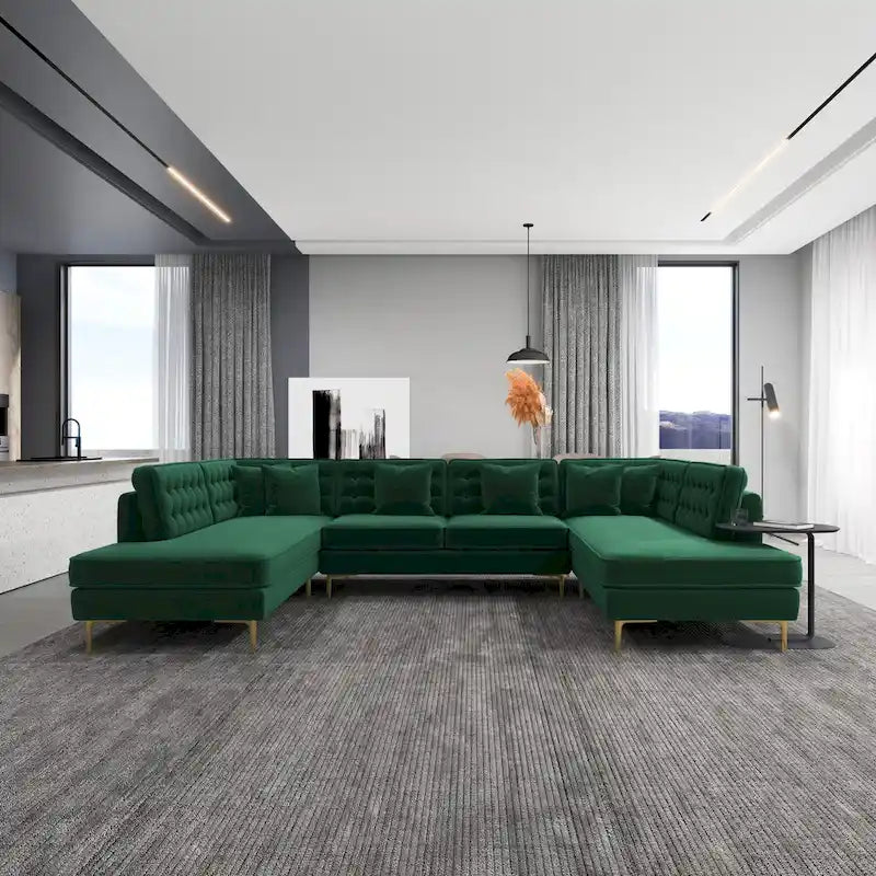 Cales Modern Living Room U-Shaped Velvet Corner Sectional Couch