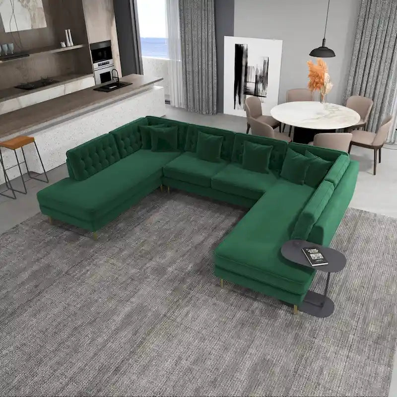 Cales Modern Living Room U-Shaped Velvet Corner Sectional Couch