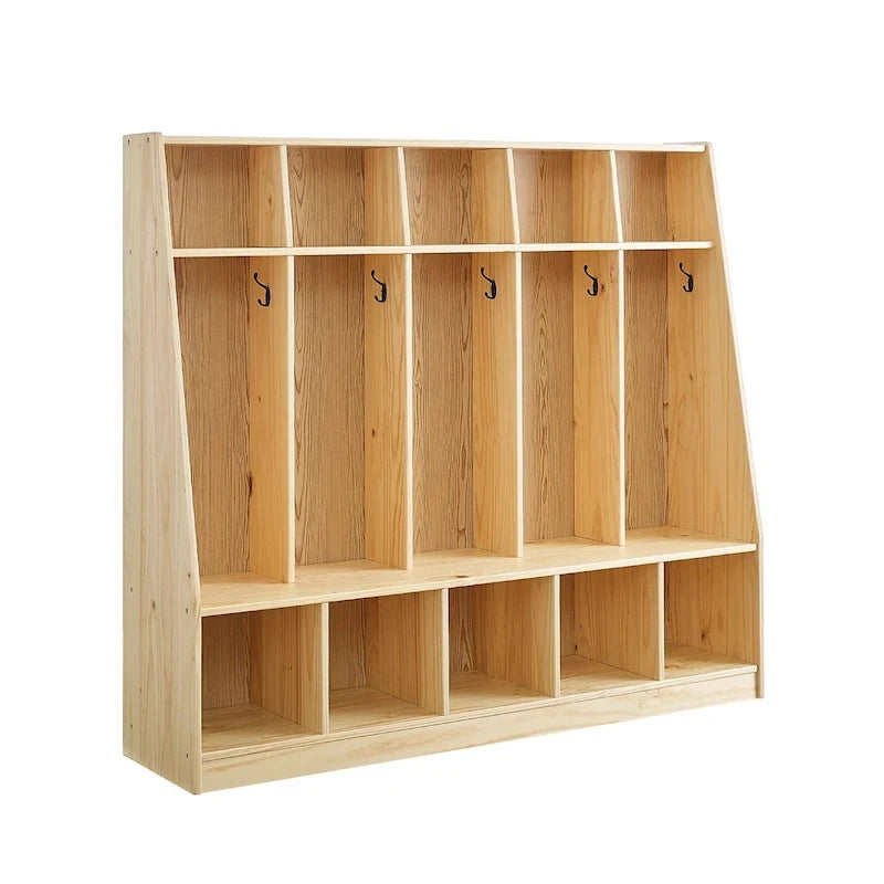 MUSHOMEINC Armadietto appendiabiti da aula e zaino a 5 scomparti, appendiabiti per asilo nido, appendiabiti per cubicoli, mobili per la stanza di ingresso