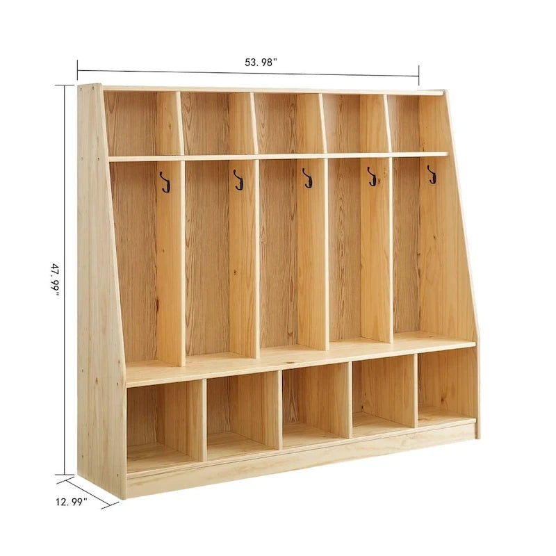 MUSHOMEINC Armadietto appendiabiti da aula e zaino a 5 scomparti, appendiabiti per asilo nido, appendiabiti per cubicoli, mobili per la stanza di ingresso