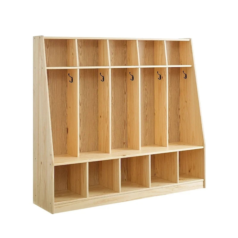 MUSHOMEINC Armadietto appendiabiti da aula e zaino a 5 scomparti, appendiabiti per asilo nido, appendiabiti per cubicoli, mobili per la stanza di ingresso