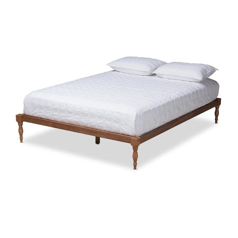 Telaio Letto a Piattaforma Moderno in Legno di Noce
