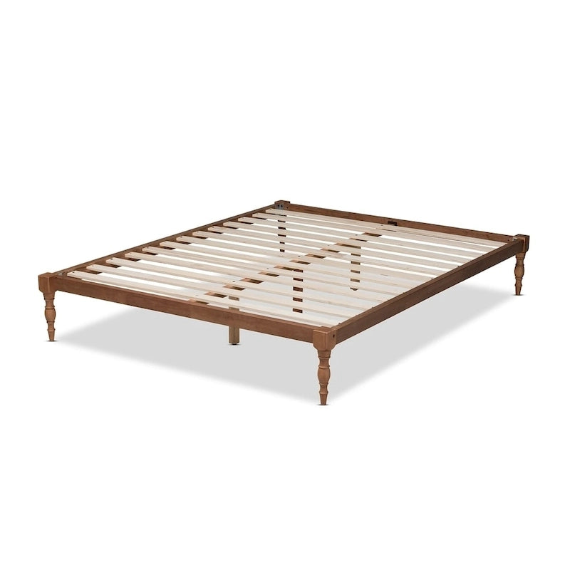 Telaio Letto a Piattaforma Moderno in Legno di Noce