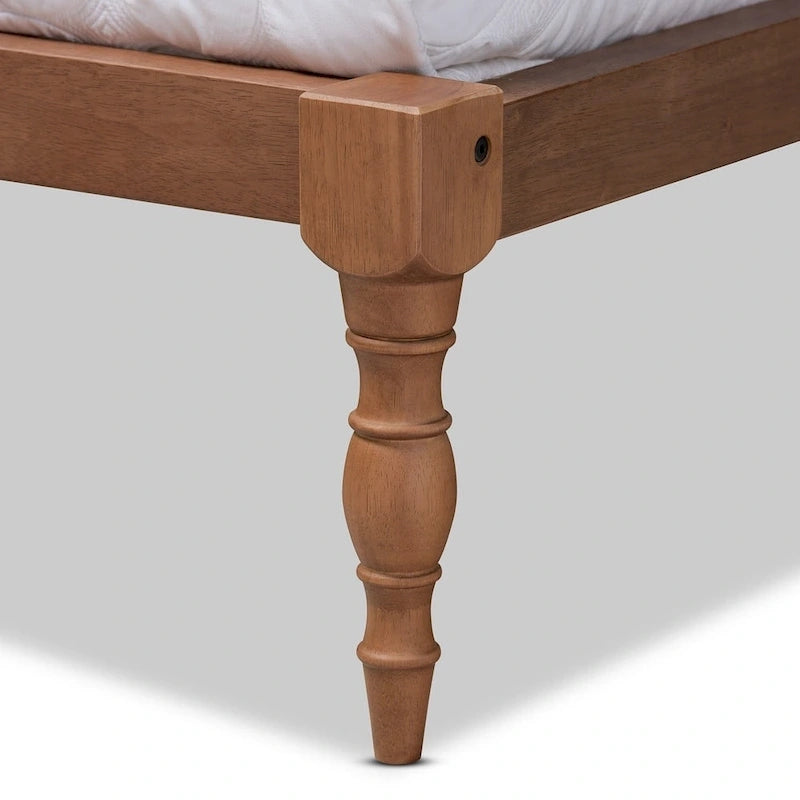 Telaio Letto a Piattaforma Moderno in Legno di Noce
