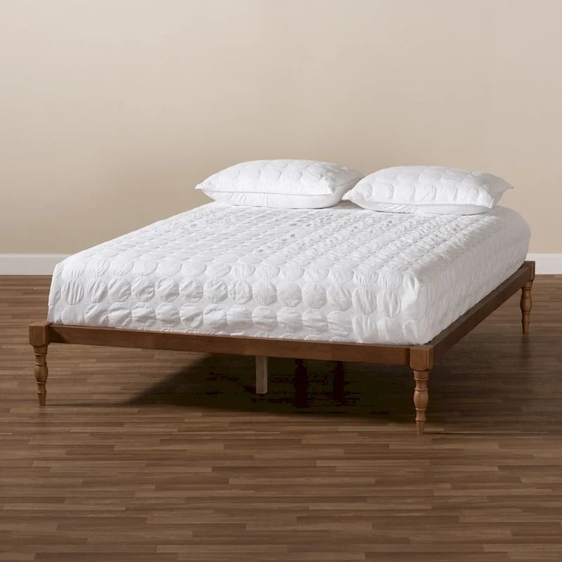 Telaio Letto a Piattaforma Moderno in Legno di Noce