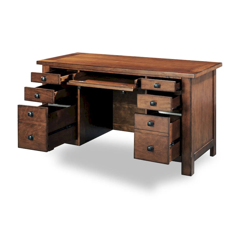 Scrivania direzionale con piedistallo Tahoe Aged Maple 54 W di Homestyles