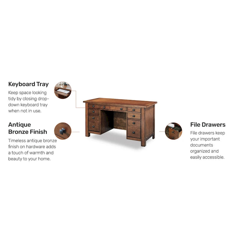 Scrivania direzionale con piedistallo Tahoe Aged Maple 54 W di Homestyles