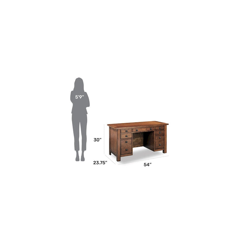 Scrivania direzionale con piedistallo Tahoe Aged Maple 54 W di Homestyles