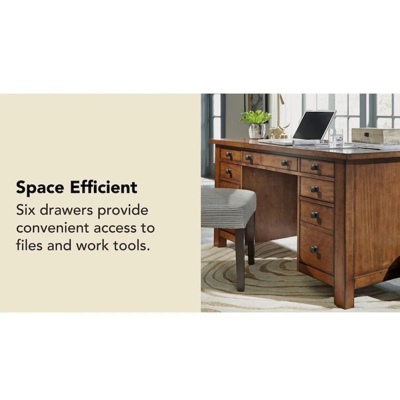 Scrivania direzionale con piedistallo Tahoe Aged Maple 54 W di Homestyles