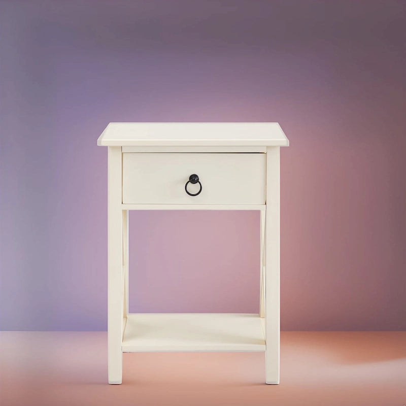 Comodino in legno con cassetto - Piccolo tavolino da notte per camere da letto