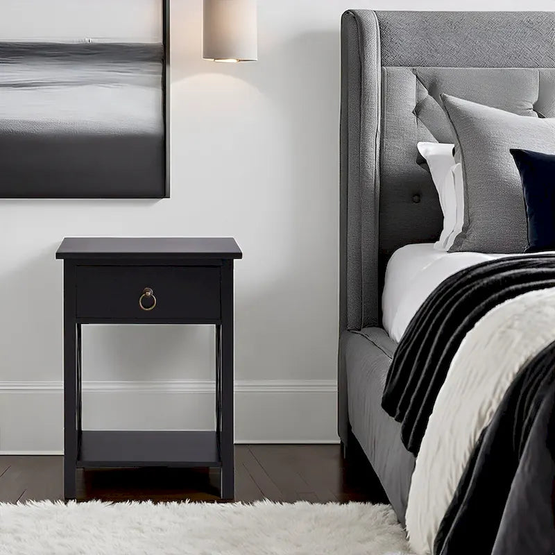 Comodino in legno con cassetto - Piccolo tavolino da notte per camere da letto