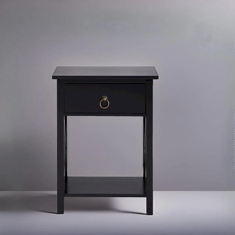 Comodino in legno con cassetto - Piccolo tavolino da notte per camere da letto