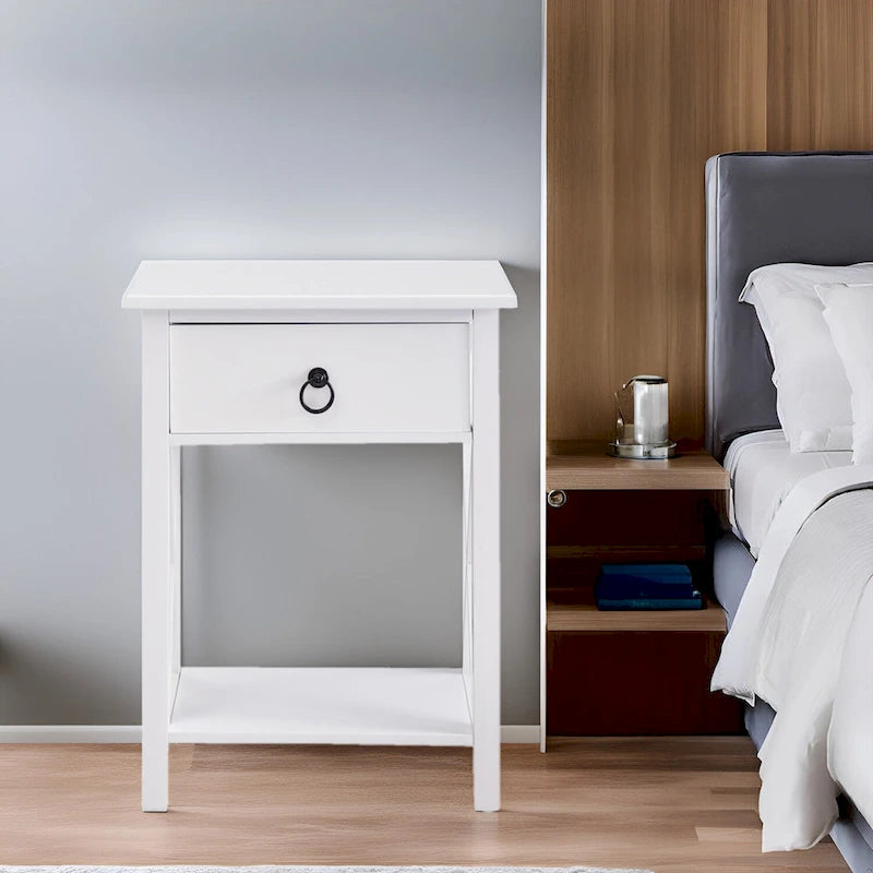 Comodino in legno con cassetto - Piccolo tavolino da notte per camere da letto