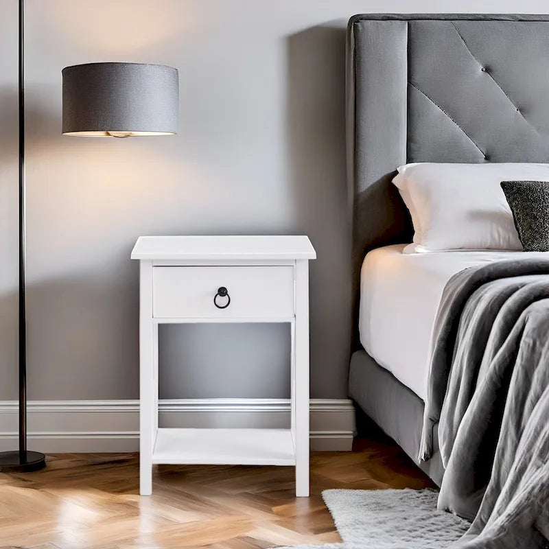 Comodino in legno con cassetto - Piccolo tavolino da notte per camere da letto