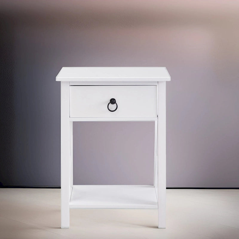 Comodino in legno con cassetto - Piccolo tavolino da notte per camere da letto