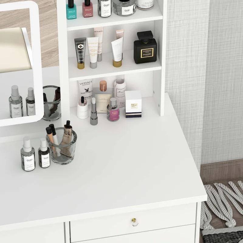 Timechee 39.4Wide Makeup Vanity Set with Stool and Touching Light Mirror - 39.4W