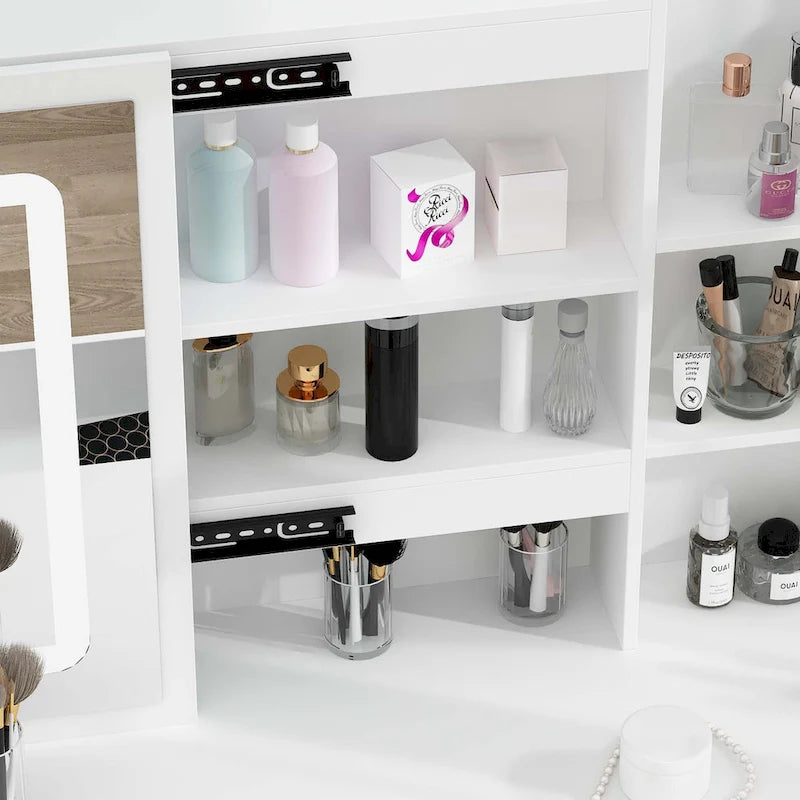 Timechee 39.4Wide Makeup Vanity Set with Stool and Touching Light Mirror - 39.4W
