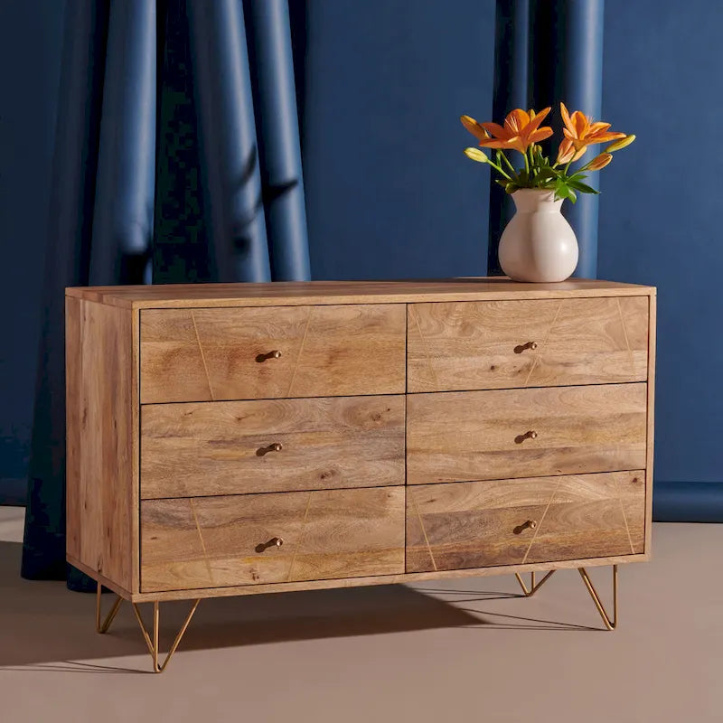 SAFAVIEH Couture Hanni 6-Drawer Hairpin Leg Dresser