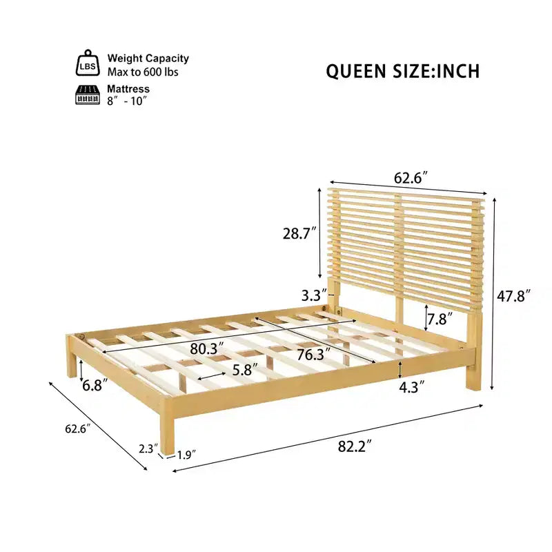 Christopher Knight Home Eunji - Struttura letto moderna in legno di pino con testiera a doghe orizzontali