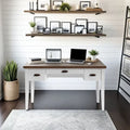 Bridgevine Home Modern Farmhouse 53 inch Writing Desk, No Assembly Required, Two-Tone Finish