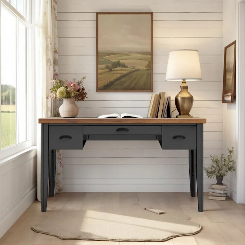 Bridgevine Home Scrivania 53 pollici Stile Modern Farmhouse, Nessun Assemblaggio Richiesto, Finitura Bicolore