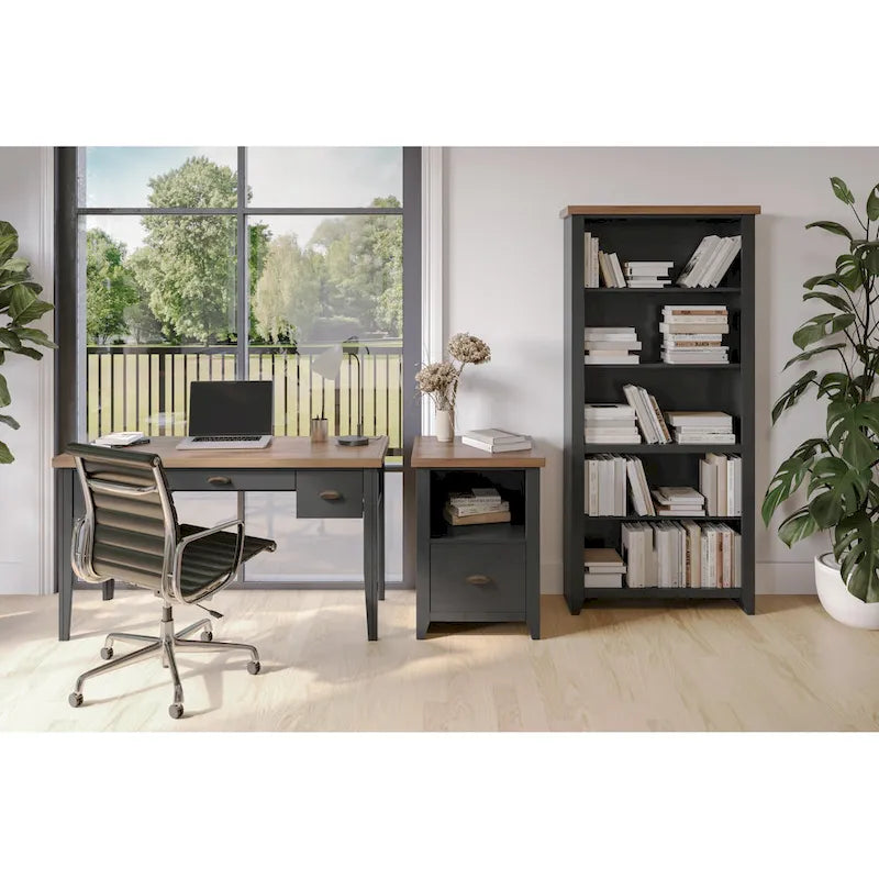Bridgevine Home Modern Farmhouse 53 inch Writing Desk, No Assembly Required, Two-Tone Finish