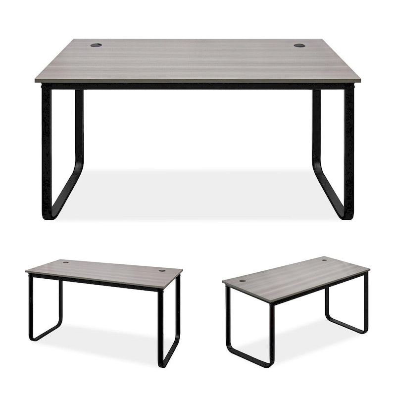 Modern Black Meatal Computer Office Desk Personal With Storage shelves