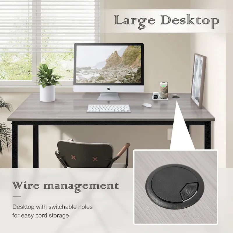 Modern Black Meatal Computer Office Desk Personal With Storage shelves