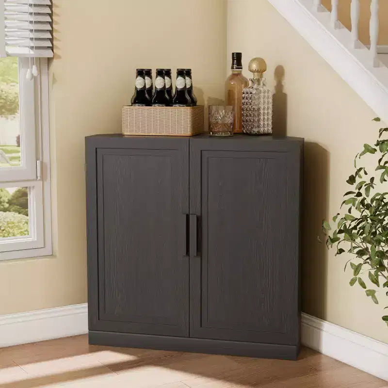Mobile ad Angolo Dovelina con Ripiani Regolabili Credenza Buffet Vetrinetta Vino Mobile da Cucina e Sala da Pranzo con Ante in Legno - 31H x 31W, 36H x 31W