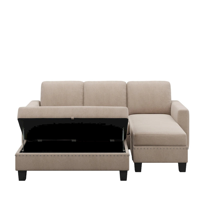 [New]81 Reversible Sectional Couch with Storage Chaise L-Shaped Sofa for Apartment Sectional Set ,Sectional Sofa with Ottoman,N