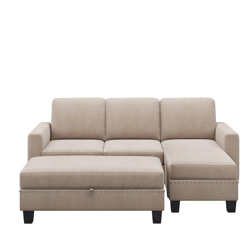 [New]81 Reversible Sectional Couch with Storage Chaise L-Shaped Sofa for Apartment Sectional Set ,Sectional Sofa with Ottoman,N